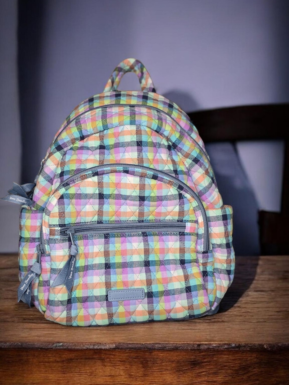 Vera Bradley Medium Pastel Plaid Mini Backpack - Multicolor